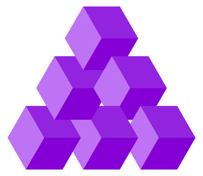 Impossible cubes logo. Geometric shape optical illusion