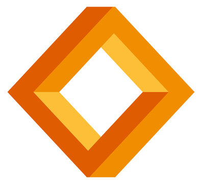 Impossible geometric figure. Math paradox color logo