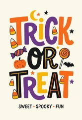 Trick or treat halloween text lettering typography poster design © Hasnah