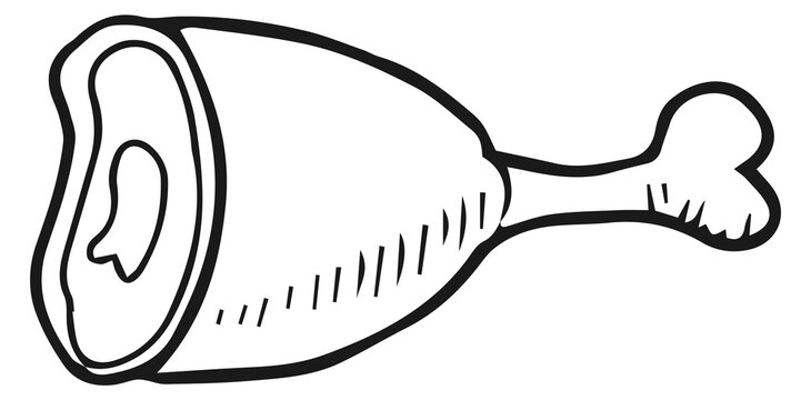 Pork leg doodle. Meat hand drawn icon