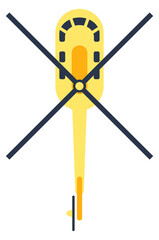 Fototapeta premium Flying helicopter. Chopper top view. Aircraft icon