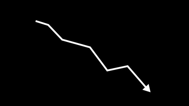 Animated white Downward Arrow Chart Line for Stock Market Crash