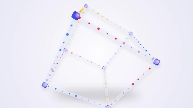 3D rotating geometric wireframe cube animation