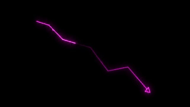 Animated neon Downward Arrow Chart Line for Stock Market Crash