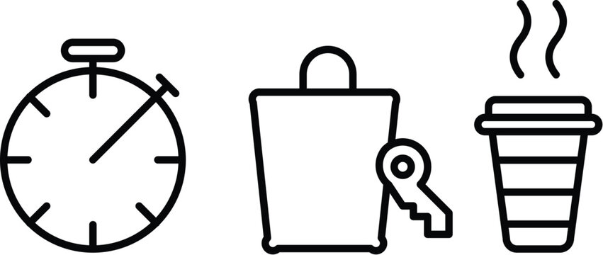 Shopping bag with key line icon. Secure shopping, digital product purchase, or e-commerce security vector illustration.