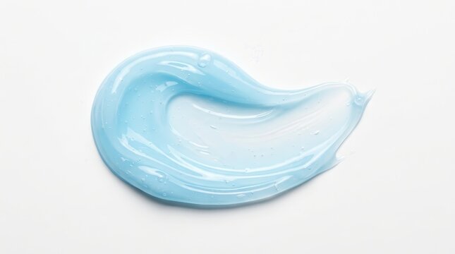 Skin care product sample featuring a clean and fresh light blue cream texture.