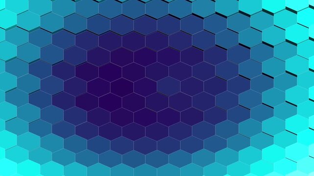 Abstract blue hex grid motion background loop 4K