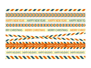 Festive holiday pattern washi tapes isolated on a transparent background © Mahmuda