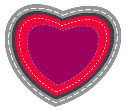 Heart textile patch. Love sticker. Hipster embroidery