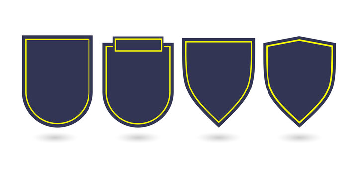 Four dark blue shield isolated on a transparent background