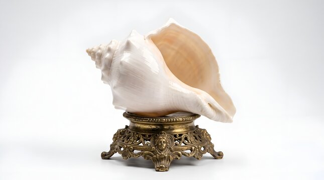 Sacred white conch shell shankha for navratri and durga puja festival