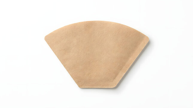 Natural brown cone coffee filter made of unbleached paper isolated on white background for professional barista brewing.