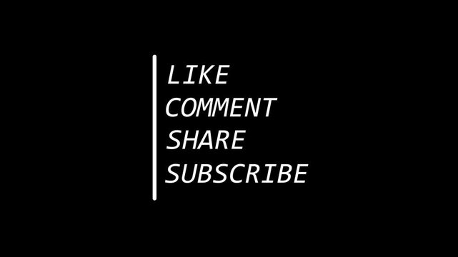 subscribe like comment share button animation taxt icon on a transparent channel Animated YouTube Subscribe like share comment Button