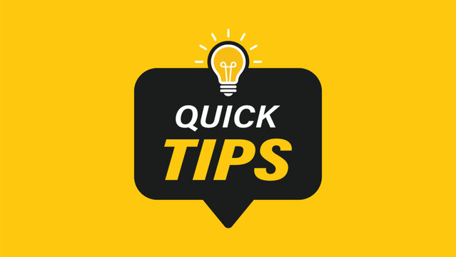 Quick tips concept with a lightbulb icon on a yellow background