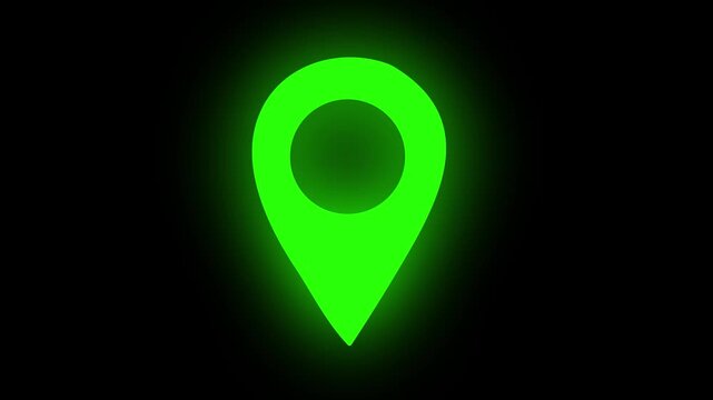 location sign icon animation glowing journey map travel direction tracking position symbol on a transparent