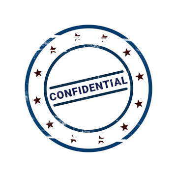 Confidential stamp with blue border and red text