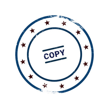 Copy protection stamp with copyright symbol in a circular badge design