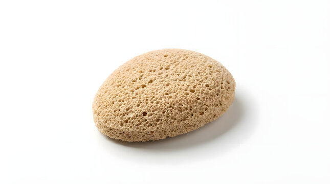 Natural volcanic pumice stone for skin exfoliation and callus removal, isolated on a professional white background.