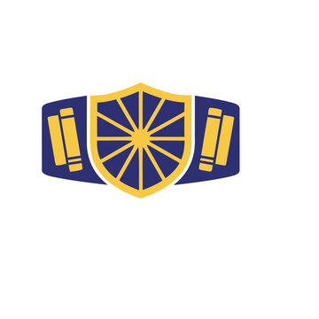 Shield with sun and books logo