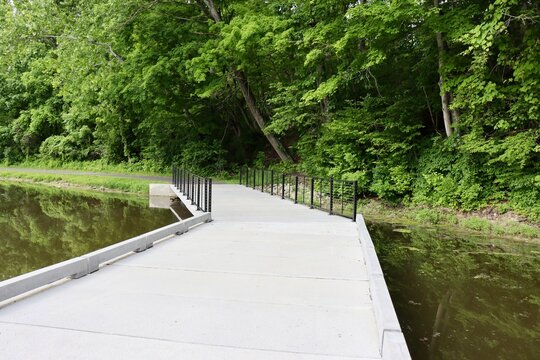 The pathway bridge at the lake.