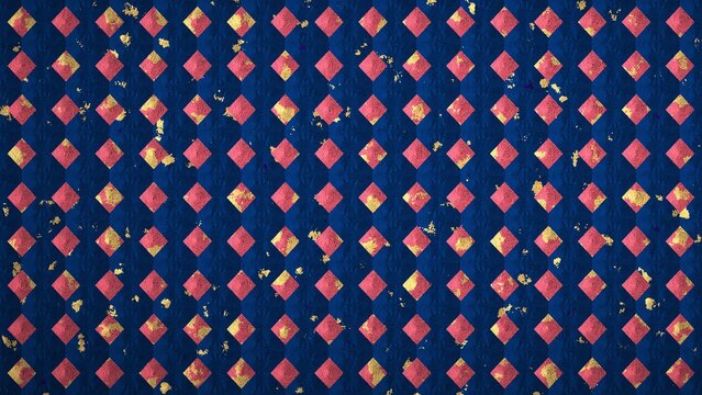 High-resolution 8K abstract procedural image generated with JavaScript. This unique digital background features repeating geometric patterns, including grids, diamonds, and striped bands, overlaid wit