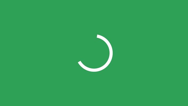 Animated white loading circle spinning on green background