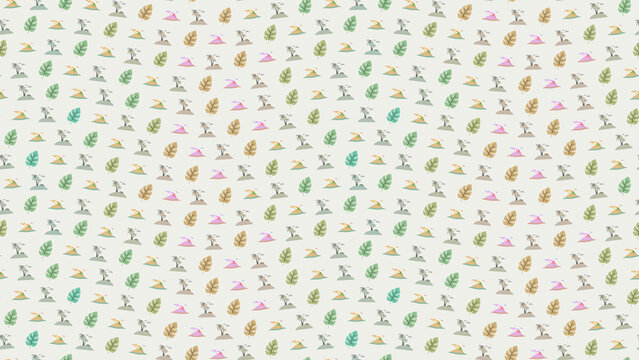 Stylized Tropical Islands and Palm Trees Pattern