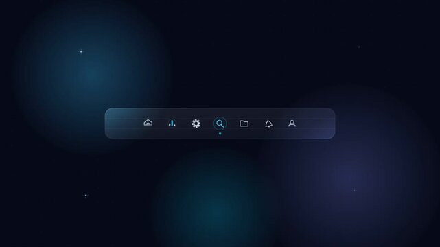 Futuristic navigation bar interface glowing on dark digital background