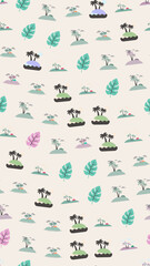 Obraz premium Tropical Islands and Palm Trees Pattern