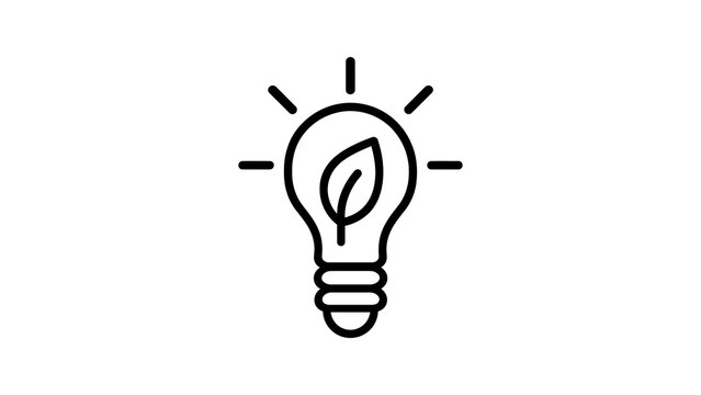 Eco light bulb icon with leaf symbol for green energy innovation.