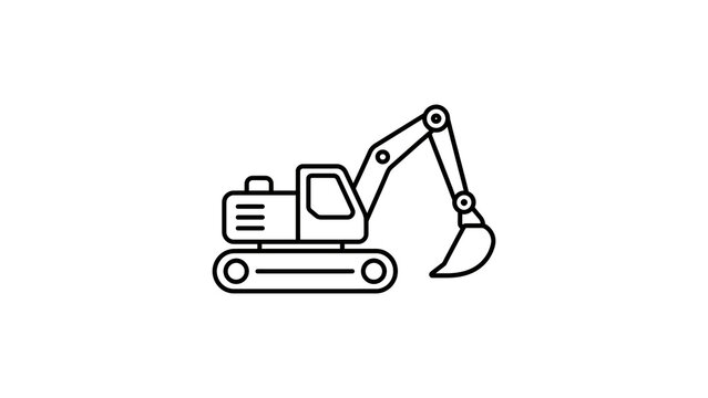Excavator icon graphic outline construction heavy machinery vehicle line.