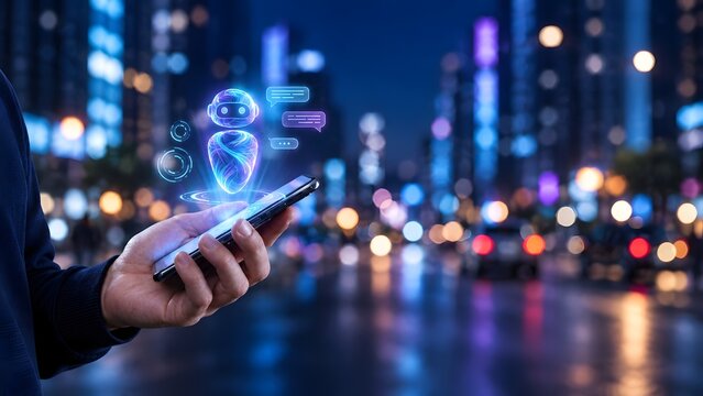 Using virtual chatbot assistant on smartphone for smart automated communication in urban night city environment