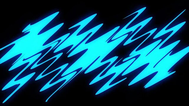Cyan jagged lines pulse and shift against a black background