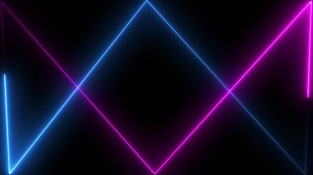 Glowing neon pink and blue color line background icon animation line footage effect seamless line pattern icon party show night club on black background	