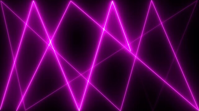 Glowing neon pink color line background icon animation line footage effect seamless line pattern icon party show night club on black background	