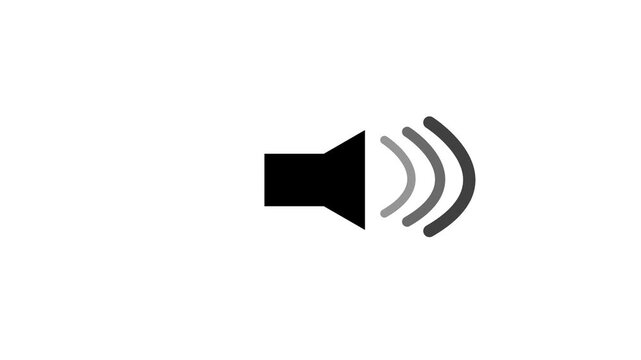 Speaker icon pulses with increasing sound waves on a white background