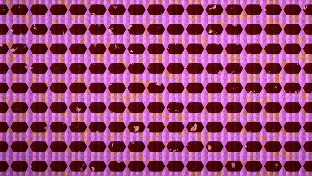 High-resolution 8K abstract procedural image generated with JavaScript. This unique digital background features repeating geometric patterns, including grids, diamonds, and striped bands, overlaid wit
