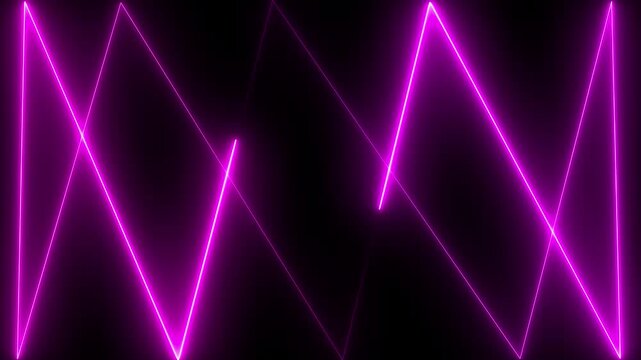 Glowing neon pink color line background icon animation line footage effect seamless line pattern icon party show night club on black background	