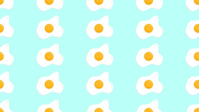 Fried egg seamless pattern. Sunny side up egg pattern background. Healthy breakfast background. 