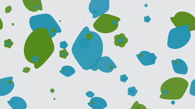 Animated multicolor floating paisley motion background seamless loop