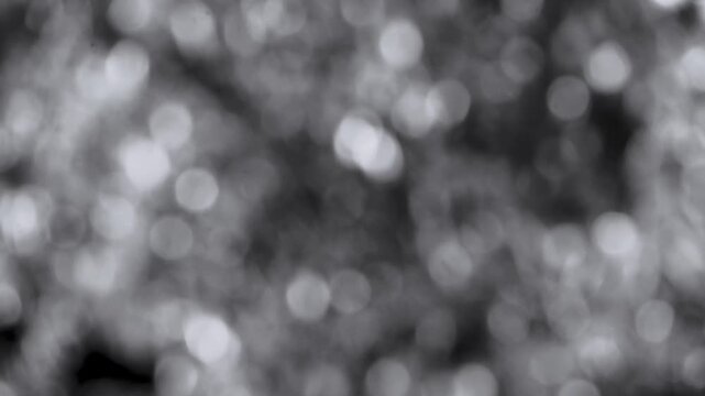 Abstract silver monochrome bokeh background with soft shimmering and twinkling light particles