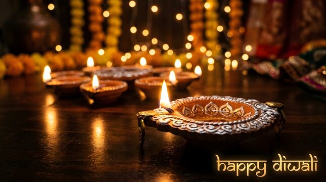 Traditional clay diya lamps for diwali festival
