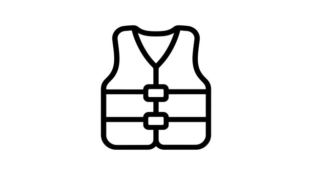 Safety life jacket icon for water sport activity and marine protection.
