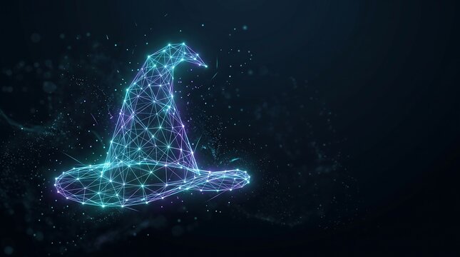 Abstract Witch Hat Geometric Constellation Mesh Halloween Background