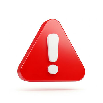 3d render of a red triangular warning sign with a white exclamation mark symbol isolated on white background