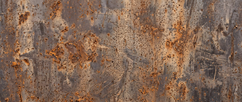 Rusty pitted metal texture background with heavy corrosion and oxidized orange surface for industrial design projects