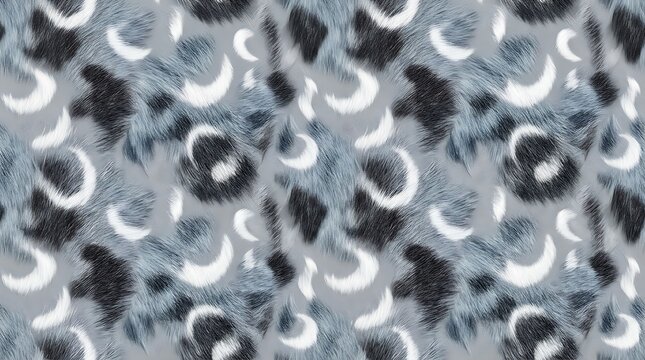 seamless pattern of Malayan sun bear Helarctos malayanus in silver gray, charcoal, and icy blue color