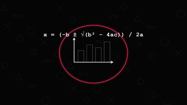 Animated math formulas and charts in 4K stock footage