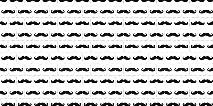 Seamless pattern with black mustaches