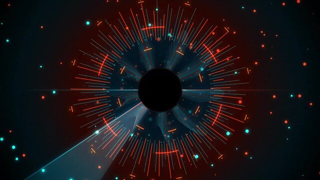 Futuristic Radar Scanner Interface Animation Featuring Neon Blue Scanning Beam and Circular Particle